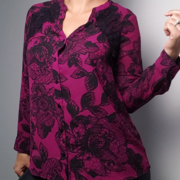 3/30$🔥Worthington Pink Black Prt Long Sleeve Top - Picture 4 of 11